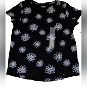 NWT Old Navy Black Sunflower Print Women's Top